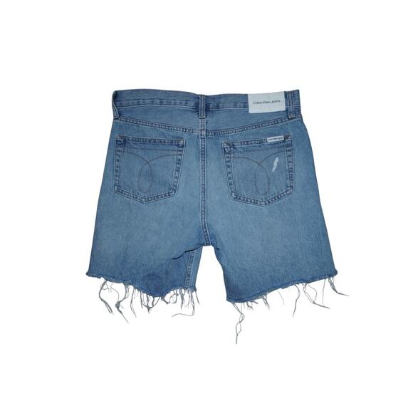 Calvin Klein Jeans Unisex Distressed Denim Cutoff Shorts Blue W30 - Picture 2 of 7